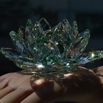 9 cm Kristall lotusblomma med gåva Nyans Reflektion Feng shui för Hem Inredning och Fotografering Figurer Bröllop Julklapp