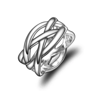 925 Sterling Silver Cross Sammanflätade Ring För Kvinnor Bröllop Engagemang Party Mode Charm Smycken