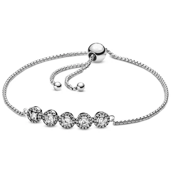 925 Sterling Silver Runda Glitter Reglaget Krona O Träd Kärlek Väska Armband Passar Mode Charm trendiga DIY smycken