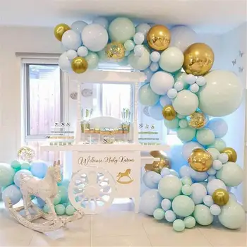 99pcs/set Macaron Blå Pastellfärgade Ballonger Krans Arch Kit Metalliska Globos Bröllop Birthday Party Decoration Baby Dusch Leveranser