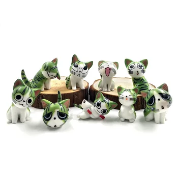 9pcs Ost Katt miniatyr figurin tecknade djur staty Modeller Bonsai Trädgård Liten Prydnad Landskapet Hem & Trädgård Dekoration