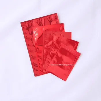 9x13cm(3.5x5in) Öppna Upp Väskor 100pc Röd Blank Värme Förseglingsbar Förpackning Påsar Metalliskt Aluminium Folie Med Tår Notch Platt Stil