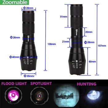 A100 IR 850nm 5w LED Zoom jakt ficklampa mörkerseende Ir Taktiska Aluminium Ficklampa Ficklampa Lampa för 18650