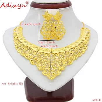 Adixyn Nya Lyxiga Stroppar Går Halsband Örhängen Som Smycken I Guld Färg Arabiska/Ethiopian/Afrikanska/Dubai Kvinnor Flickor Gåvor N03141