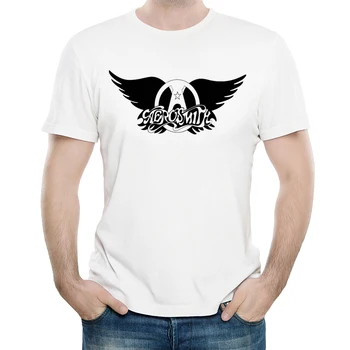 Aerosmith T-Shirt Vit Färg Mens Fashion Skriva ut Kort Ärm Aerosmith Logo T-shirt, Toppar, T-shirts tshirt Band T-shirt