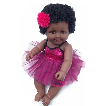 African American black baby girl doll 50cm full vinyl silikon kropp reborn baby dolls barn eller leksaker l.o.l dockor