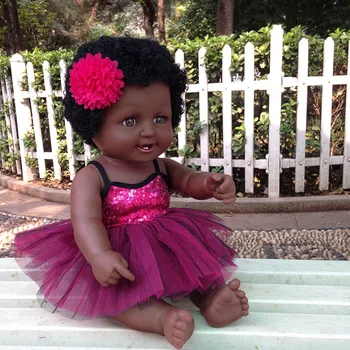 African American black baby girl doll 50cm full vinyl silikon kropp reborn baby dolls barn eller leksaker l.o.l dockor