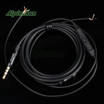 Aipinchun TPE Hörlurar Reparation Kabel-DIY-Headset Ersätter Tråd med Mic Volume Controller Ca 1,5 meter Svart