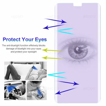 Akcoo S9 Plus UV-Glas skärmskydd anti blått ljus skydda syn för Samsung galaxy S8 9 10 Plus Not 8 9 glas UV-film