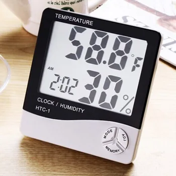 Altkomva Digital Elektronisk LCD-Termometer Luftfuktighet Meter Hygrometer väderstation Inomhus Med Väckarklocka HTC-1 HTC-2