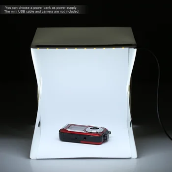 Andoer Portabel Hopfällbar lightbox Studio-Fotografering Softbox LED-ljuslåda för iPhone Samsang HTC Smartphone Digitala DSLR-Kamera
