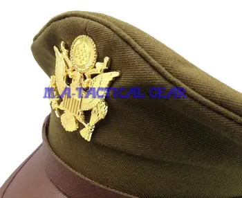 Andra VÄRLDSKRIGET WW2 OSS AirR Kraft AAF Officer Keps Med Hat GULD Färg EAGLE Badge