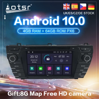 Android 10.0 PX6 För Toyota Corolla 11 2013 - 2016 Bil GPS Navigation Radio Auto Stereo DVD-multimediaspelare DSP HeadUnit 2Din