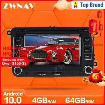 Android10 8 core 4 - +46 GB 2 din Bil DVD-radio Multimedia spelare Autoradio För VW Golf 5, Passat b6 SEAT leon Tiguan Polo, Skoda Okt