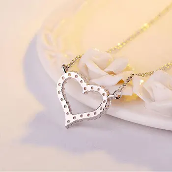 ANENJERY 925 Sterling Silver Smycken Uppsättningar Söta Micro Zirkon hjärtformade Halsband+Örhängen För Kvinnor Bröllop Smycken