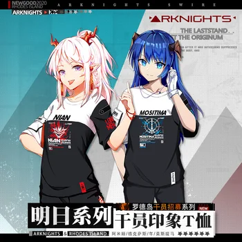 Anime Spel Arknights Nian Mostima Sommaren Nya Casual T-shirt Cosplay Kostym Män Kvinnor Harajuku Lös Unisex-Tee tröja Toppar
