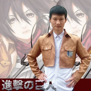 Animen Attack on Titan Cosplay Mikasa Armin Eren Levi Kostym Kort Jacka Coat Valfri Storlek Hög Kvalitet Läder Jacka