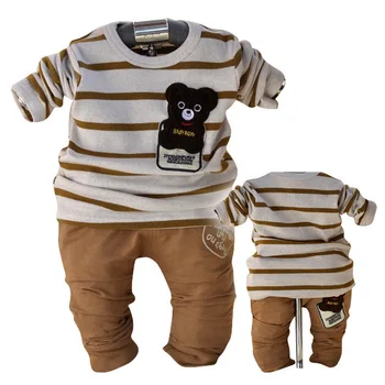 Anlencool 2020 Nya 1-4 år hösten barnkläder mode boys som ränder två stycken baby bear passar barn kläder passar