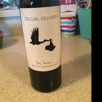 Anpassad 10st Baby Tillkännagivandet en Flaska Vin Etiketter Special Leverans Stork Bära ett Barn Graviditet Tillkännagivande flaska klistermärken