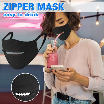 Ansiktsmask med Dragkedja Mun Anti-Damm Återanvändbara och Tvättbara Mask för Damm Skydd Söt Andas Cool Mesh-Mask för Män Kvinnor