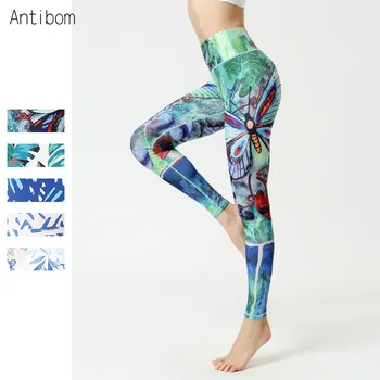 Antibom Yoga Byxor Träning Print Leggings Sport Att Köra Athletic Fitness Gym Sportkläder Kvinnor I Färgglada Kläder