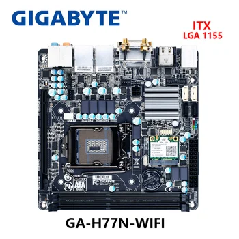 Används Ursprungliga Gigabyte GA-H77N-WIFI Stationär Moderkort med LGA 1155 DUBBLA LAN MINI-ITX