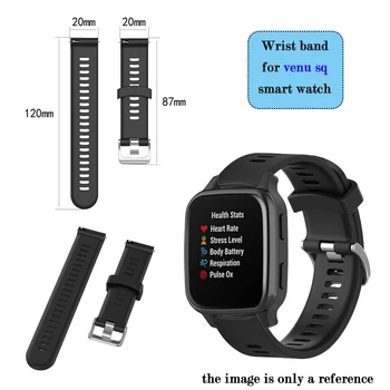 Armband ersättning för Garmin venu kvm smart klocka tillbehör, armband 20MM silikon rem för venu kvm konsistens band bälte