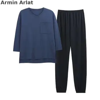 Armin Arlat Bomull Pyjamas Kvinnor Autunm Casual Underkläder Natt Passa Söta Pijama Lång Ärm Fast Pyjamas Femme Sleepwear 3XL