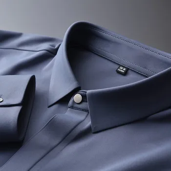 Asasel Solid Färg Manliga Tröjor av Hög Kvalitet Lång Ärm Hösten Mens Skjortor Plus Storlek 4xl Mode Slim Fit Man Shirts