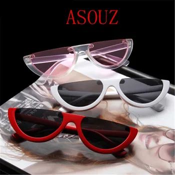ASOUZ nya retro katt ögon damer solglasögon för män semi-cirkel triangel mode glasögon crystal transparent UV400 solglasögon