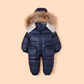Baby Jacka Med 90% anddun-30 ryska Vintern Snowsuit Kläder För Pojkar och flickor Kids Overall spädbarn tjockna Vattentät snowsuits