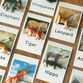 Baby Montessori Djur Match Kort Kognition Pussel Pedagogiska Leksaker Förskola Barn Languag Lärande Kort Matchande Spel