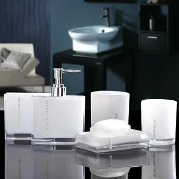 Badrum som Akryl Tandborste Hållare Schampo Dispenser Tvål att Tvätta Mugg som badrum Inredning Tillbehör Set