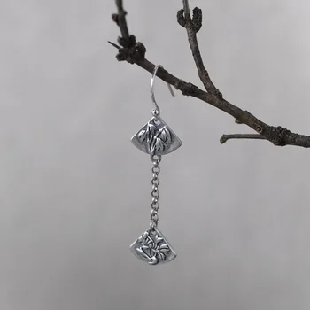 BALMORA Äkta 925 Sterling Silver Växt Örhänge För Kvinnor Vintage Plommon Blommar Bambu Örhänge Långa Örhängen Smycken