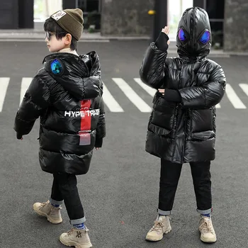 Barn dunjacka 2020 Barn Pojke Vinter Parkas Tonåring Mode Hooded Jackor med Glasögon Pojkar Varm Parka Rockar Toppar Kläder