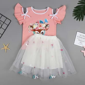 Barn Flickor Kläder Uppsättningar 2020 Sommaren Baby Flickor Kläder Unicorn Kostym Kläder Sätter Kids Träningsoverall För Flickor Sport Kostym