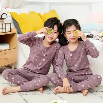 Barn Pijamas Pojkar Flickor Kläder som Våren AutumnPure bomull Länge Sleeved Tecknat Sleepwear Barns Hemmakläder som 3-10Y