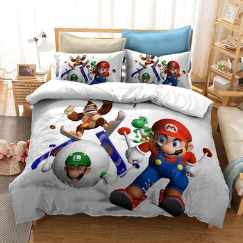 Barn Populära Super Mario 3d Sängkläder Sängkläder Sängkläder Påslakan Set Örngott Twin Full Drottningen Kungen Drop Shipping