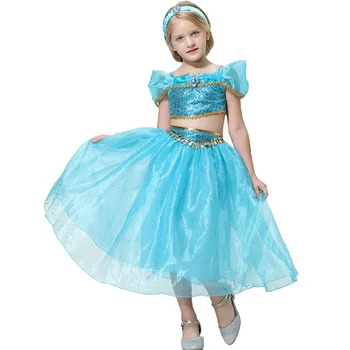 Barnkläder Jul Klä sommaren flicka klä Prinsessan Aladdin magic lantern utföra Halloween-dräkter 4-10
