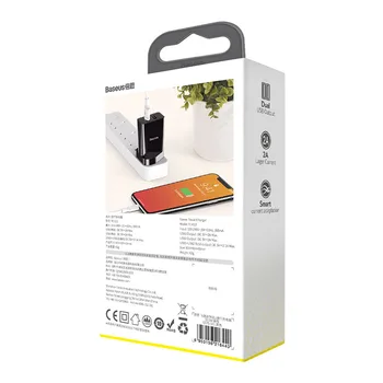 Baseus Mini-UK-Kontakt USB-Laddare Resa Dubbla U Snabb Laddning För iPhone För Huawei för Samsung Bärbara Mobiltelefon Vägg Laddare