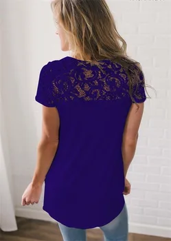 BEFORW Sexiga Mode O-neck Lace Shirt enfärgad Skjorta Kvinnliga 2019 Sommaren Overaller Office-Shirt Dam Casual Wear
