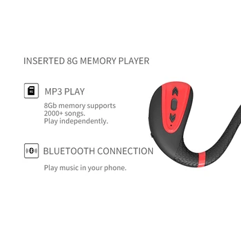 Benledningsimplantat Bluetooth-headset MP3 Bluetooth-headset ipx8 simning headset sport vattentät headset-trådlös stereo med 8g