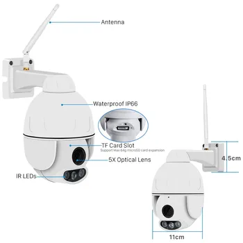 BESDER 1080P 960P 5X Automatisk Zoom (PTZ-IP-Kamera WiFi-Mini-Speed Dome ÖVERVAKNINGSKAMEROR Utomhus IP-Kamera Ljud Vattentät mörkerseende