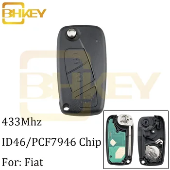 BHKEY 3Buttons Fjärrkontroll Bil nyckel För Fiat 433Mhz ID46/PCF7946 Chip För Fiat 500 Panda Idé Punto Stilo Ducato Bil nycklar