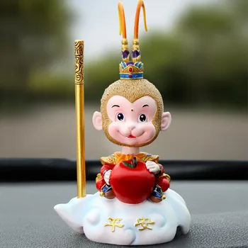 Bil Aromaterapi Ornament Harts Söt Monkey King Säkerhet och Lugn Auto Dekoration Tillbehör Craft eller Dasheng Sun Wukong