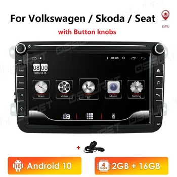 Bil Multimedia player för Android-10 GPS-2 Din-Bil Autoradio Radio För VW/Volkswagen/Golf/Polo/Passat/b7/b6/SEAT/leon/Skoda