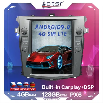 Bil-Spelare Radio Multimedia Tesla Stil PX6 Android 128GB För Toyota Corolla 2007 - 2013 Auto GPS-Navigering DSP Carplay 4G SIM