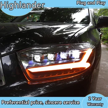 Bil Styling strålkastare för Toyota Highlander 2009-2011 Alla Strålkastare LED Strålkastare LED DRL Dynamisk Signal Angel Eye Tillbehör