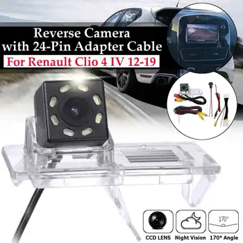 Bilen backkamera 170 Graders Parkering backkamera med 24Pin Adapter Kabel För Renault Clio 4 IV 2012-2019 8LED ljus