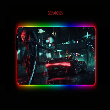 Bilen Neon Lights Gaming Dator Mousepad RGB Stora musmattor XXL Stor musmatta Spela-och Utflyktsdisk Matta LED-Bakgrundsbelyst Tangentbord Mause Pad